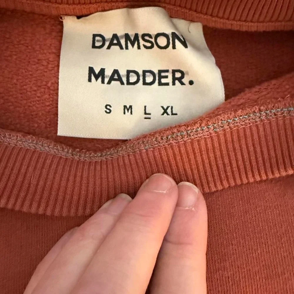 Damson Madder L Life is a Trip Oversized Sweatshirt Brick Red Flower Appliqué - Picture 3 of 8